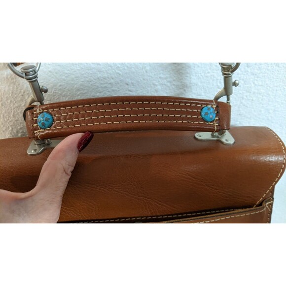 PATRICIA NASH Simona  Brown Smooth Leather Studded Crossbody Handbag WORN TWICE - Picture 11 of 16